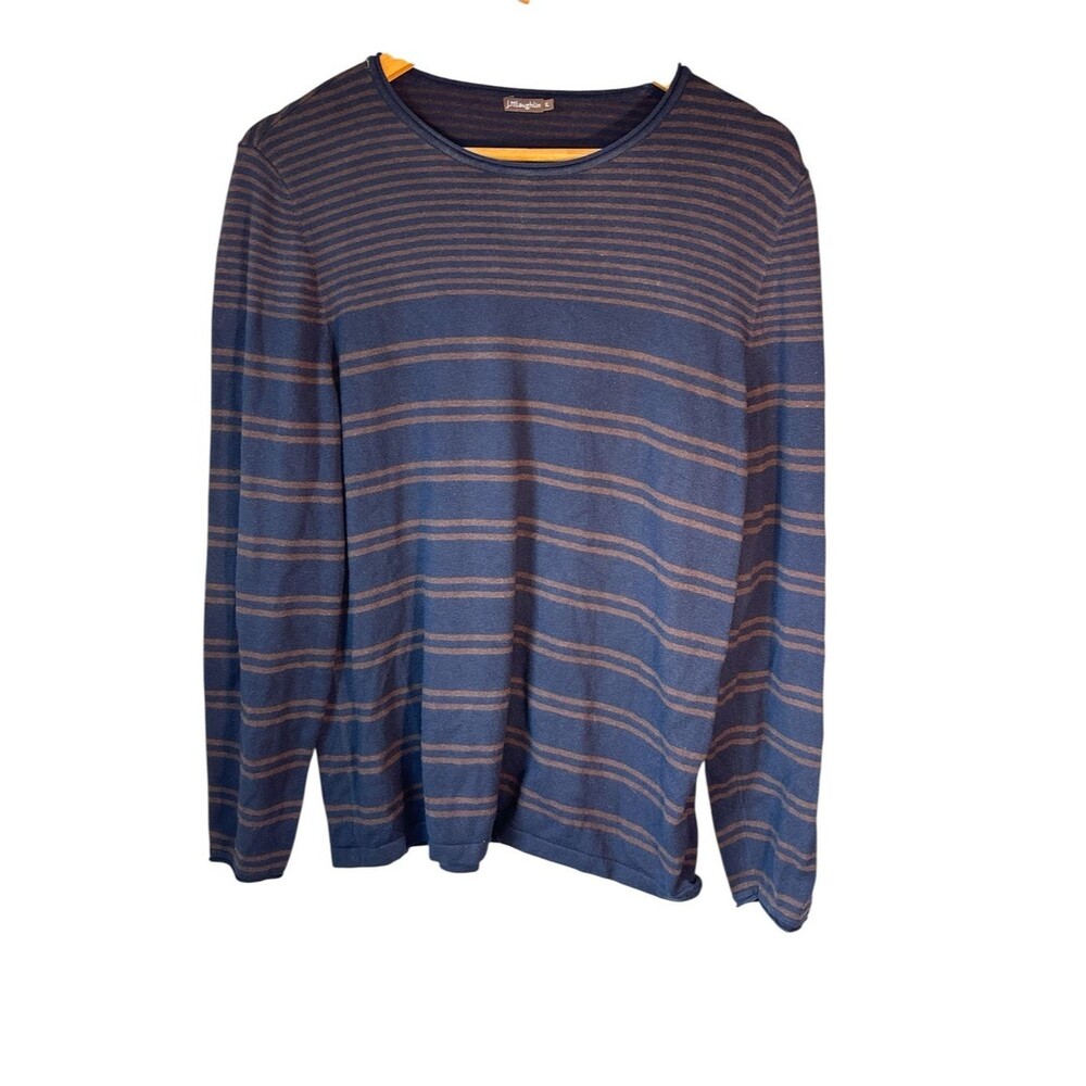 J. McLaughlin Cotton Modal Blend Navy Chestnut Striped Sweater Xl Cozy Staple